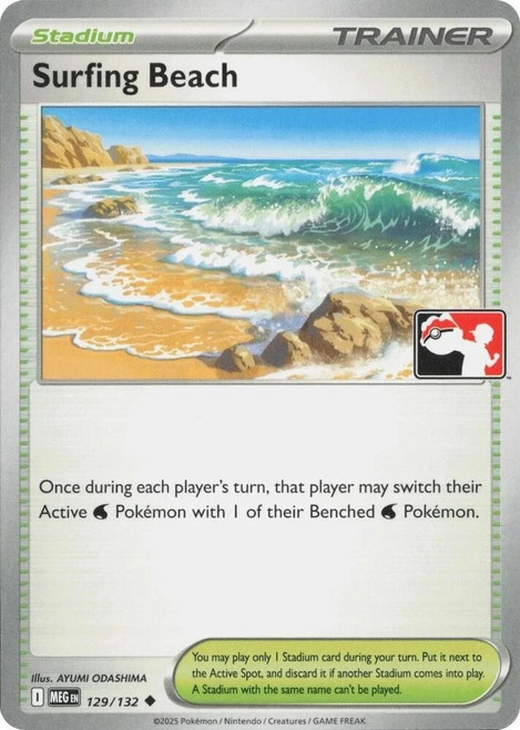 Mega Evolution 129/132 Surfing Beach (Prize Pack League Promo Non-Holo)