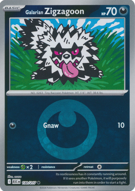 ME Ascended Heroes 130/217 Galarian Zigzagoon (Reverse Holo ENERGY SYMBOL)