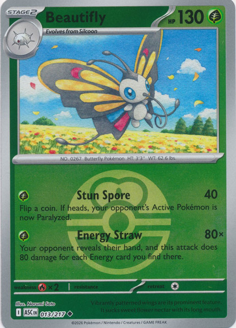 ME Ascended Heroes 013/217 Beautifly (Reverse Holo BALL SYMBOL)
