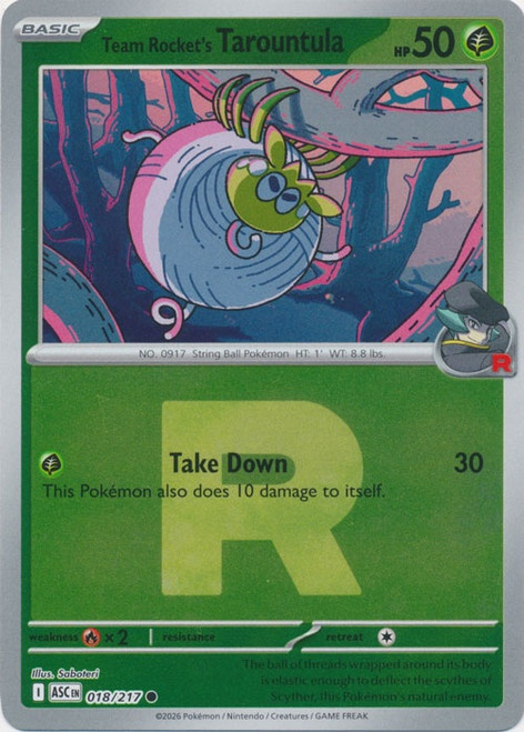 ME Ascended Heroes 018/217 Team Rocket's Tarountula (Reverse Holo ROCKET SYMBOL)