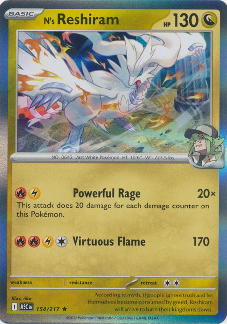 ME Ascended Heroes 154/217 N's Reshiram (Holo)