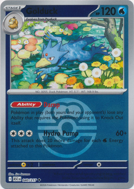 ME Ascended Heroes 040/217 Golduck (Reverse Holo BALL SYMBOL)