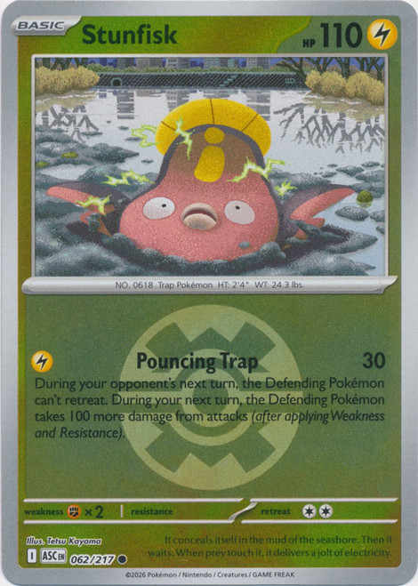 ME Ascended Heroes 062/217 Stunfisk (Reverse Holo BALL SYMBOL)