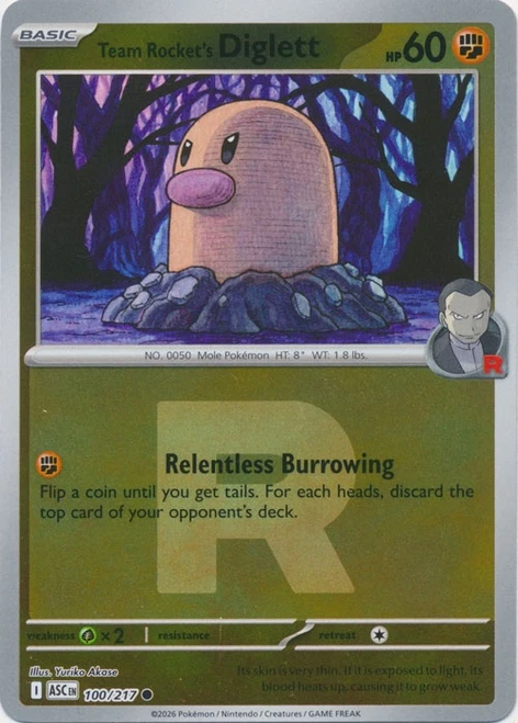 ME Ascended Heroes 100/217 Team Rocket's Diglett (Reverse Holo ROCKET SYMBOL)