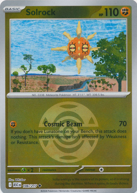 ME Ascended Heroes 106/217 Solrock (Reverse Holo BALL SYMBOL)