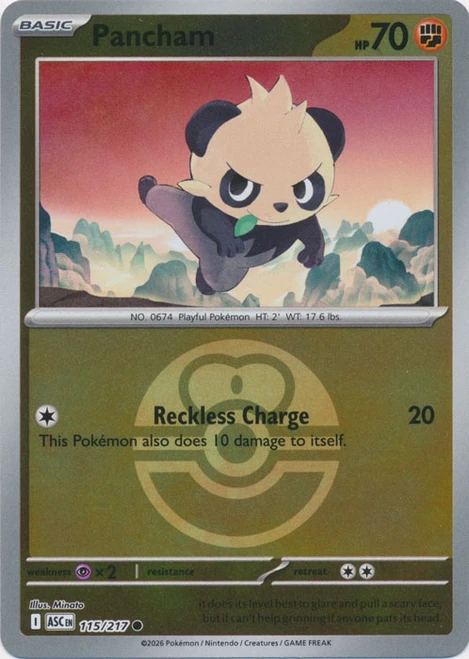 ME Ascended Heroes 115/217 Pancham (Reverse Holo BALL SYMBOL)