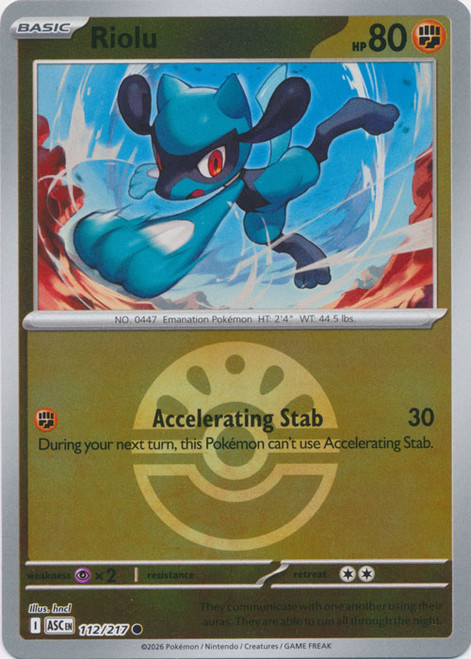 ME Ascended Heroes 112/217 Riolu (Reverse Holo BALL SYMBOL)