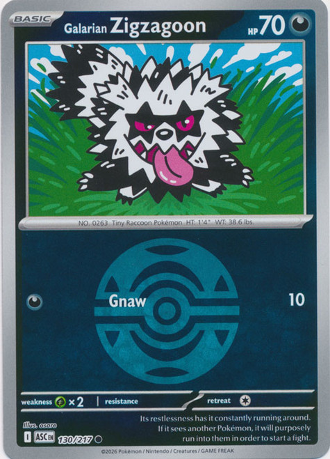 ME Ascended Heroes 130/217 Galarian Zigzagoon (Reverse Holo BALL SYMBOL)
