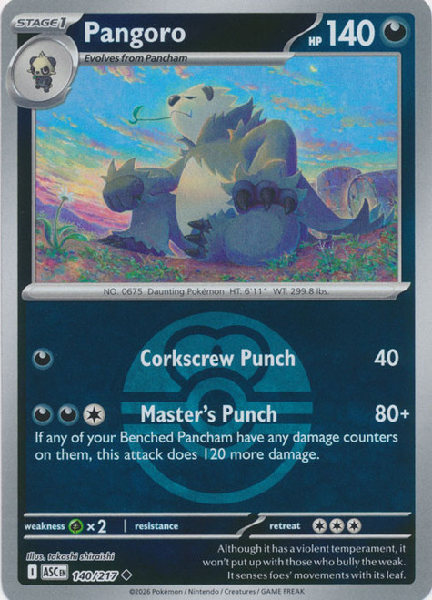 ME Ascended Heroes 140/217 Pangoro (Reverse Holo BALL SYMBOL)