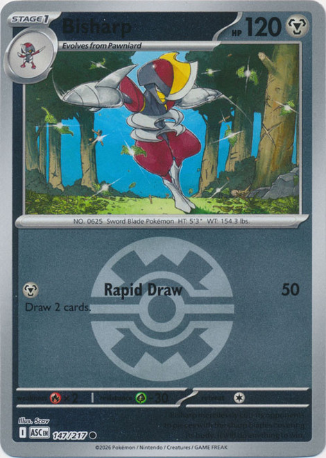ME Ascended Heroes 147/217 Bisharp (Reverse Holo BALL SYMBOL)
