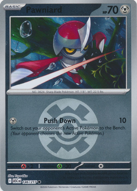 ME Ascended Heroes 146/217 Pawniard (Reverse Holo BALL SYMBOL)