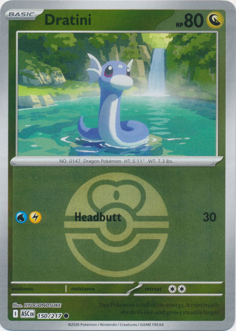ME Ascended Heroes 150/217 Dratini (Reverse Holo BALL SYMBOL)