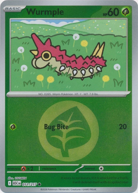 ME Ascended Heroes 011/217 Wurmple (Reverse Holo ENERGY SYMBOL)