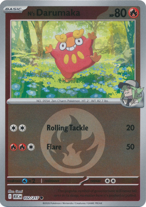 ME Ascended Heroes 032/217 N's Darumaka (Reverse Holo ENERGY SYMBOL)