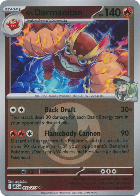 ME Ascended Heroes 033/217 N's Darmanitan (Reverse Holo ENERGY SYMBOL)