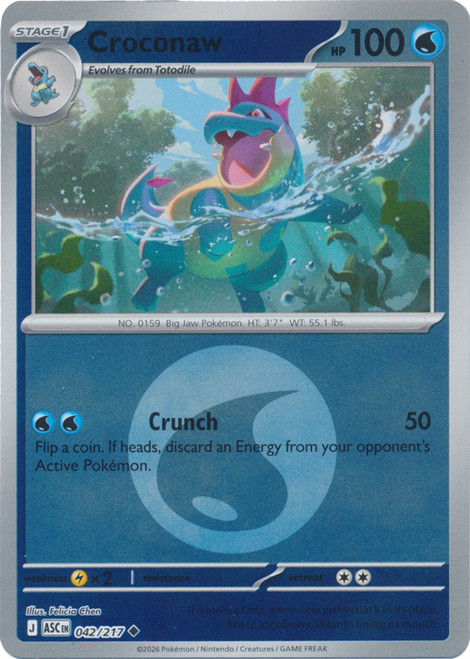 ME Ascended Heroes 042/217 Croconaw (Reverse Holo ENERGY SYMBOL)