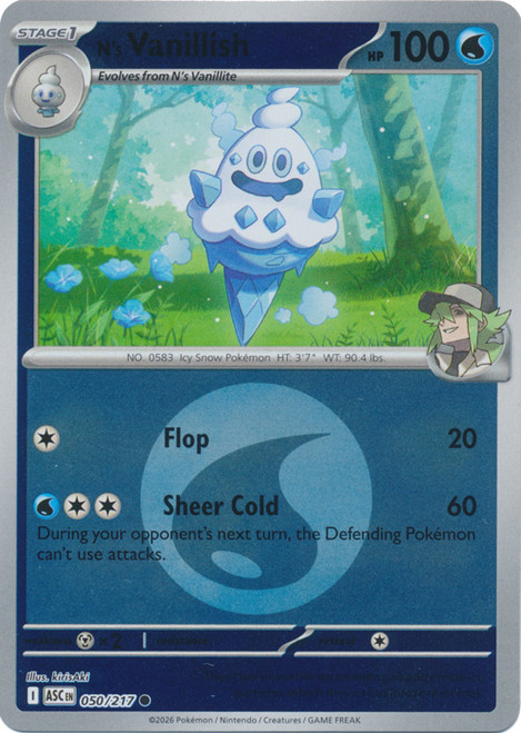 ME Ascended Heroes 050/217 N's Vanillish (Reverse Holo ENERGY SYMBOL)