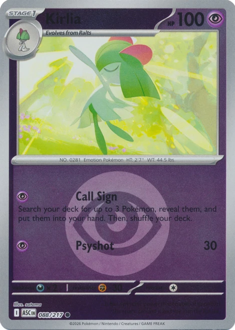 ME Ascended Heroes 088/217 Kirlia (Reverse Holo ENERGY SYMBOL)