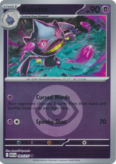 ME Ascended Heroes 091/217 Banette (Reverse Holo ENERGY SYMBOL)