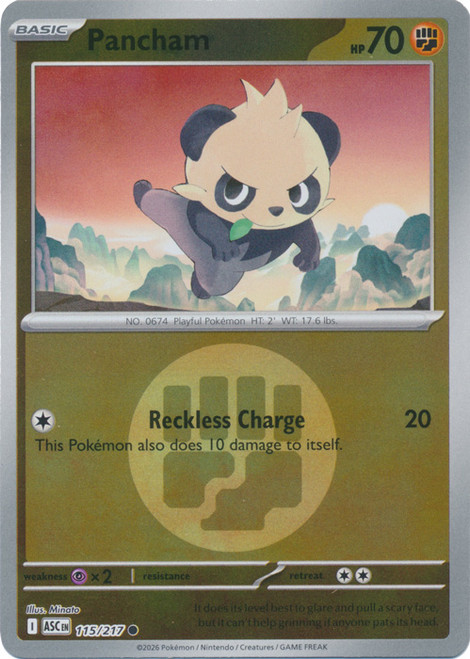 ME Ascended Heroes 115/217 Pancham (Reverse Holo ENERGY SYMBOL)
