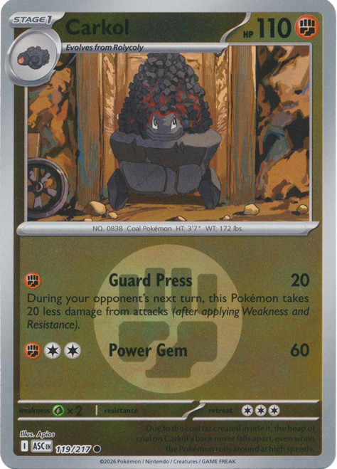 ME Ascended Heroes 119/217 Carkol (Reverse Holo ENERGY SYMBOL)