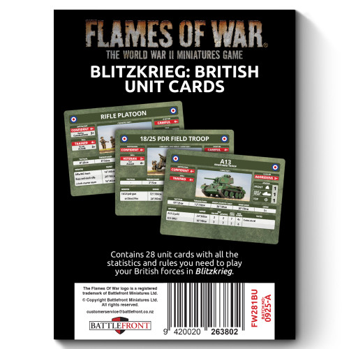Flames of War: Blitzkrieg - British: Unit Cards (x28 Cards) Limited Edition