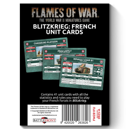 Flames of War: Blitzkrieg - French: Unit Cards (x41 Cards) Limited Edition