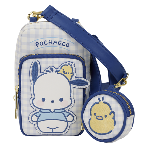 Sanrio: Pochacco Gingham Cellphone Crossbody Bag with Coin Bag