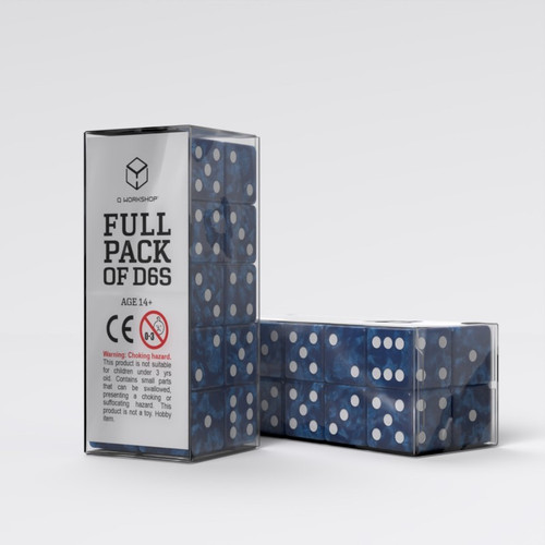 Full Pack of D6s: Cobalt & White