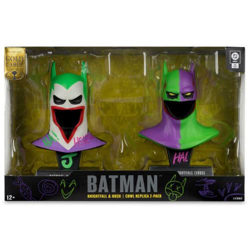DC Direct: Batman Knightfall and Hush (Jokerized) Cowl 1:3 (Gold Label Series) Scale Replica 2-Pack