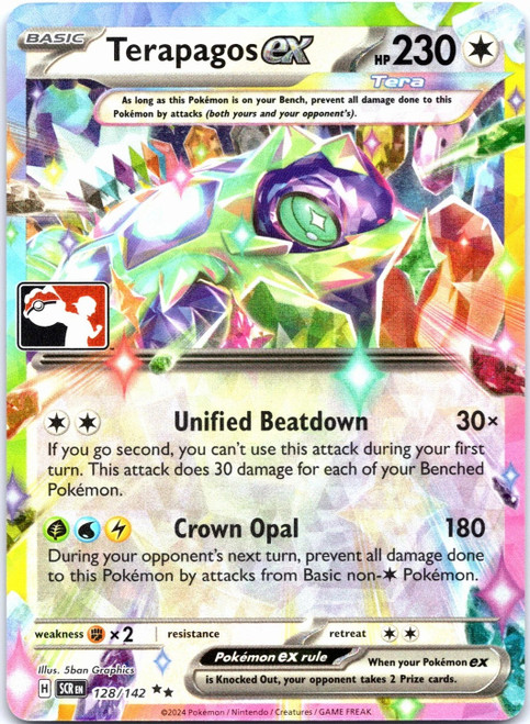 SV Stellar Crown 128/142 Terapagos ex (Prize Pack League Promo Left Side)