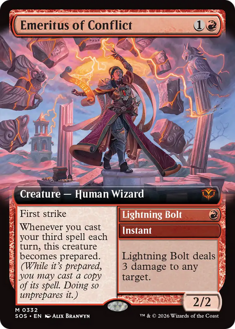 Emeritus of Conflict // Lightning Bolt (Extended Art Foil)