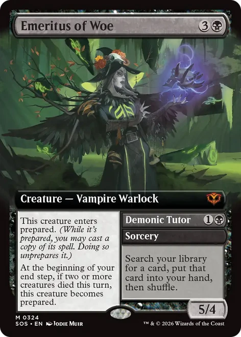 Emeritus of Woe // Demonic Tutor (Extended Art Foil)