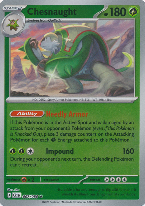 ME Chaos Rising 007/086 Chesnaught (Reverse Holo)