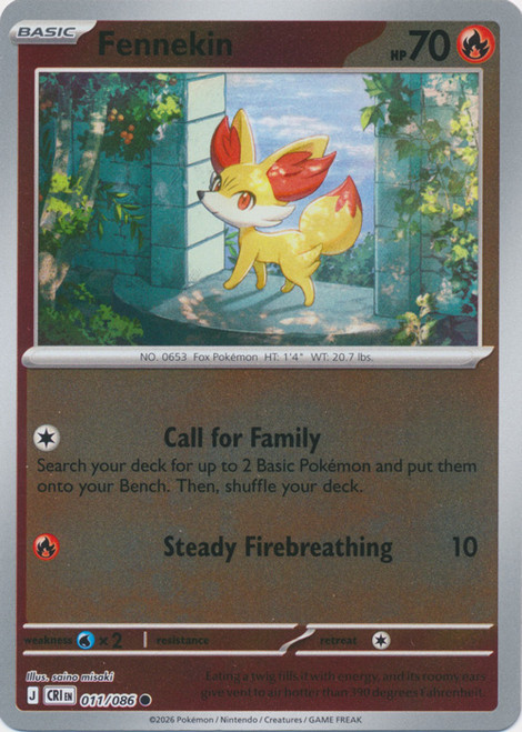 ME Chaos Rising 011/086 Fennekin (Reverse Holo)