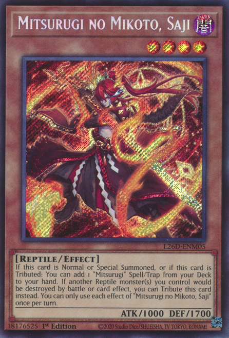 L26D-ENM05 Mitsurugi no Mikoto, Saji (Secret Rare)