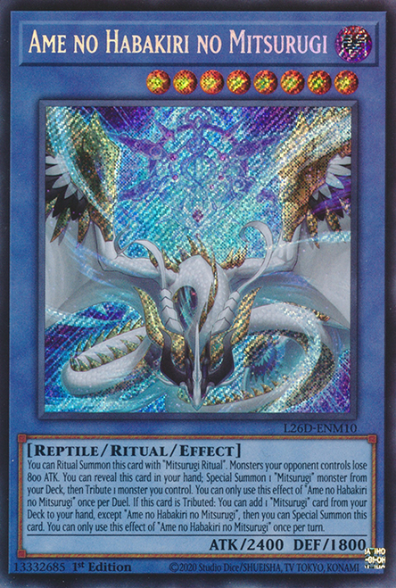 L26D-ENM10 Ame no Habakiri no Mitsurugi (Secret Rare)