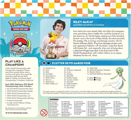 World Championship Deck 2025 Master Champion Riley McKay's - KSI's Gardevoir