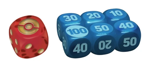 Mega Lucario League Battle Deck Clear Redw/ Gold Die & Small Blue w/ Light Blue Dice (6)
