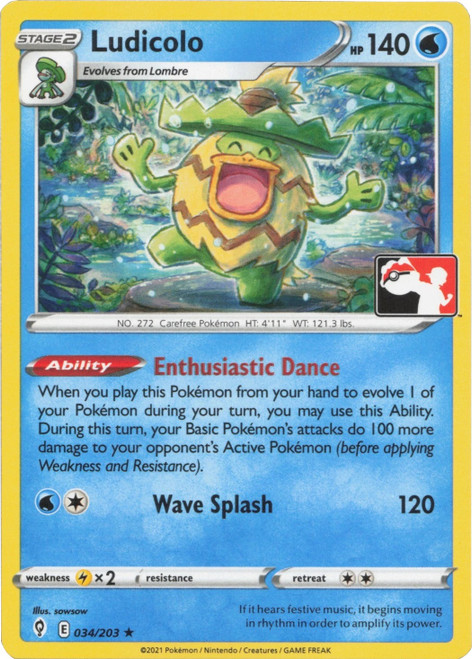 Evolving Skies 034/203 Ludicolo (Prize Pack League Promo Non-Holo)