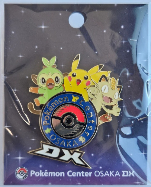 Pokemon Center Japan Osaka DX Grookey, Pikachu, & Meowth Pin Badge