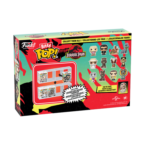 Bitty POP! Jurassic Park: Mr. DNA, Dilophosaurus Fossil, Dennis Nedry & Dilophosaurus 4-Pack