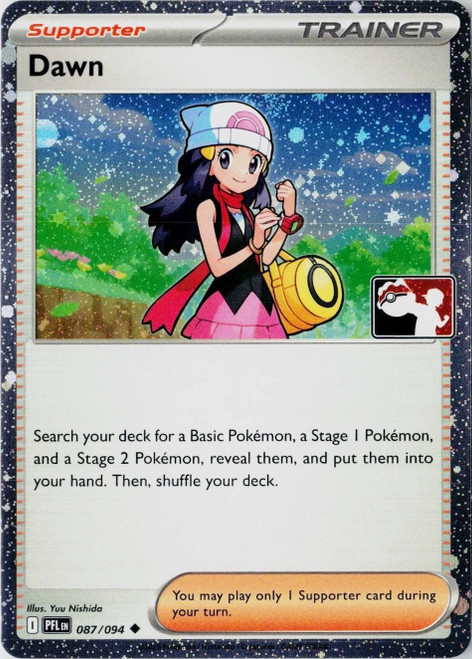 ME Phantasmal Flames 087/094 Dawn (Prize Pack League Promo Cosmo Holo)