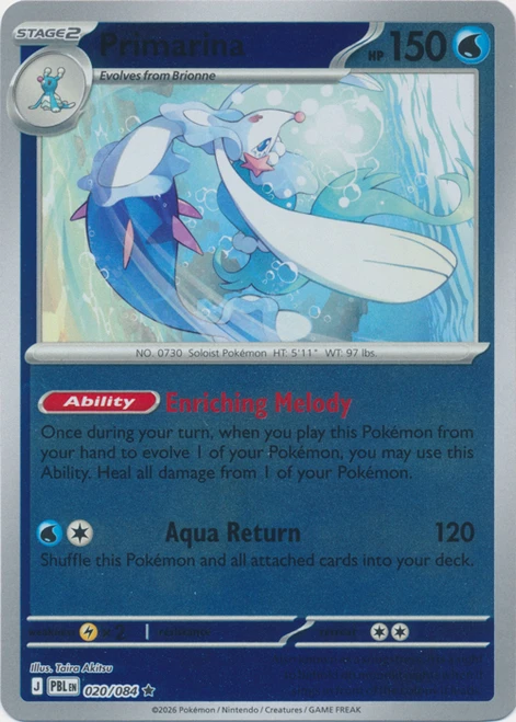 ME Pitch Black 020/084 Primarina (Reverse Holo)