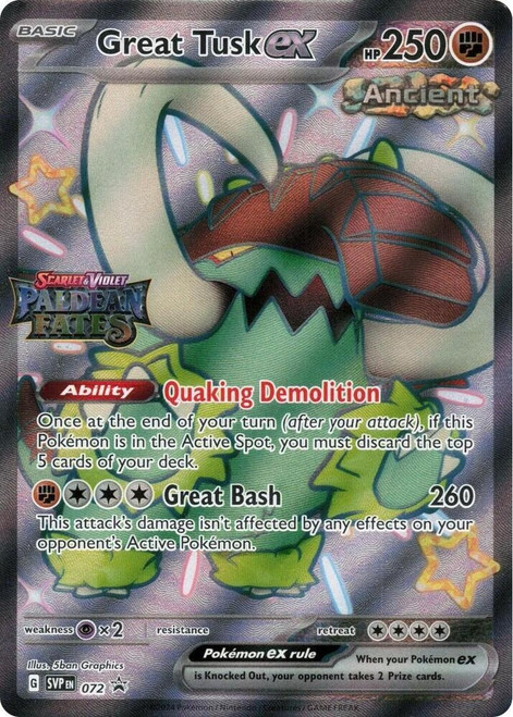 Scarlet & Violet Promo SVP072 Great Tusk ex (Paldean Fates Stamp)