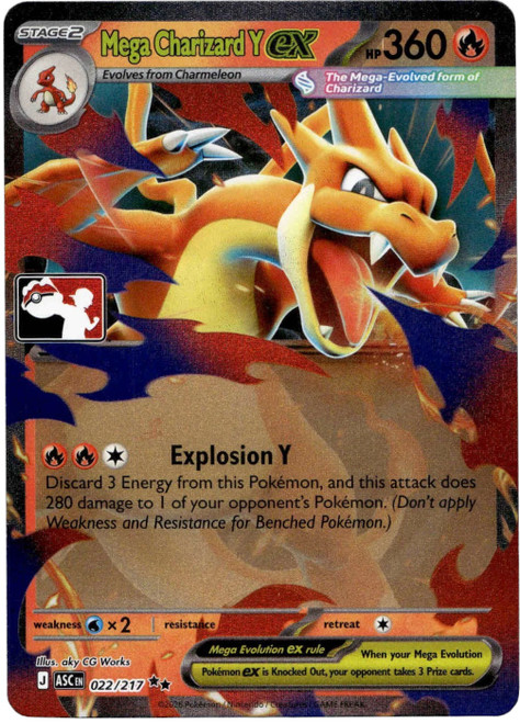 ME Ascended Heroes 022/217 Mega Charizard Y ex (Prize Pack League Promo)