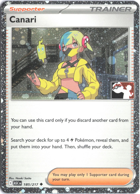 ME Ascended Heroes 185/217 Canari (Prize Pack League Promo Cosmo Holo)
