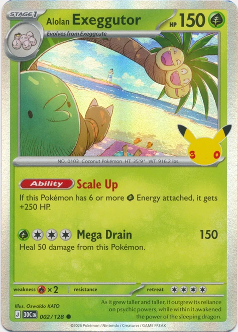 30th Celebration 002/128 Alolan Exeggutor (Holo)