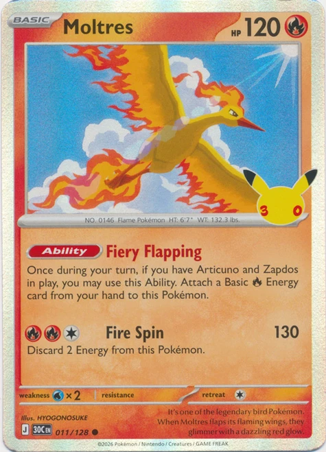 30th Celebration 011/128 Moltres (Holo)