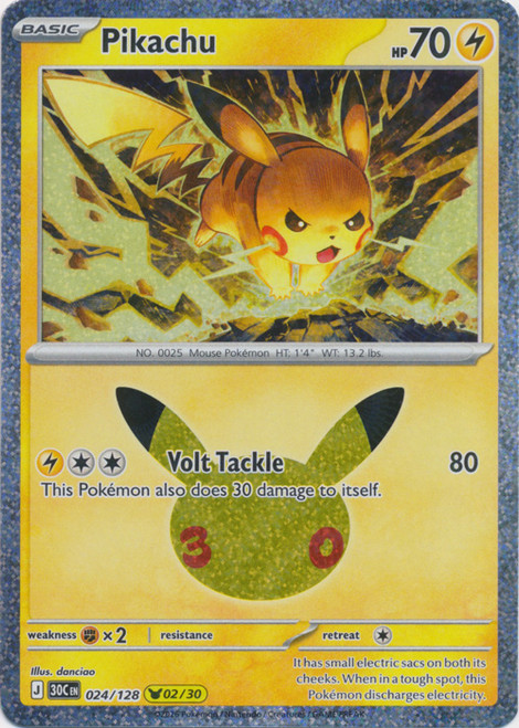 30th Celebration 024/128 Pikachu 02/30 (Holo)